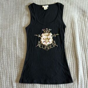 Y2K black cotton ribbed pirate mcbling tank